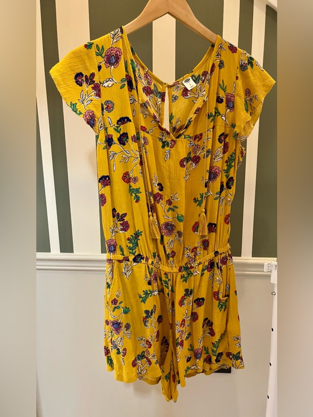 Flowy Gauzy Floral Yellow Romper Bohemian Summer Spring Vacation Brunch Market